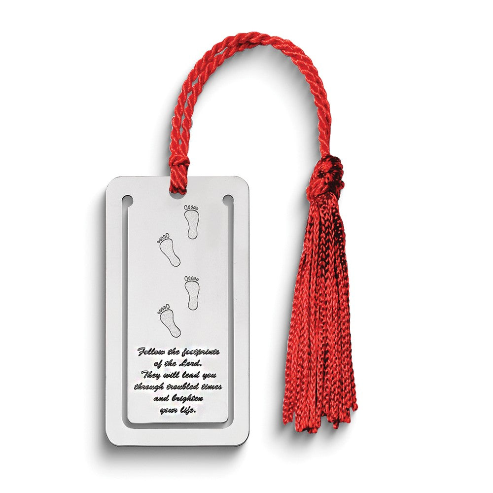 Sterlingsilber Rhodiniert Footprints Poem Book Mark mit Tassel