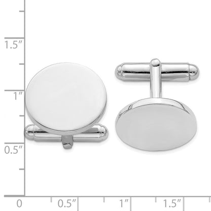 Sterlingsilber Rhodiniert Rund Manschette Knöpfe