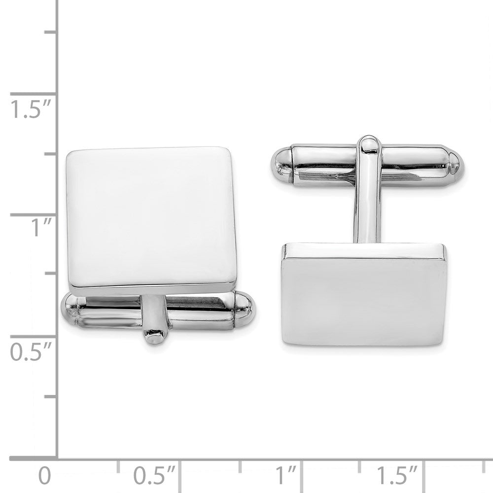 Sterlingsilber Rhodiniert Quadratisch Manschette Knöpfe