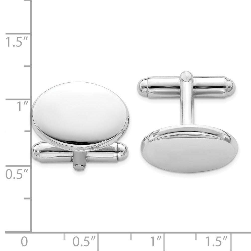 Sterlingsilber Rhodiniert Oval Manschette Knöpfe