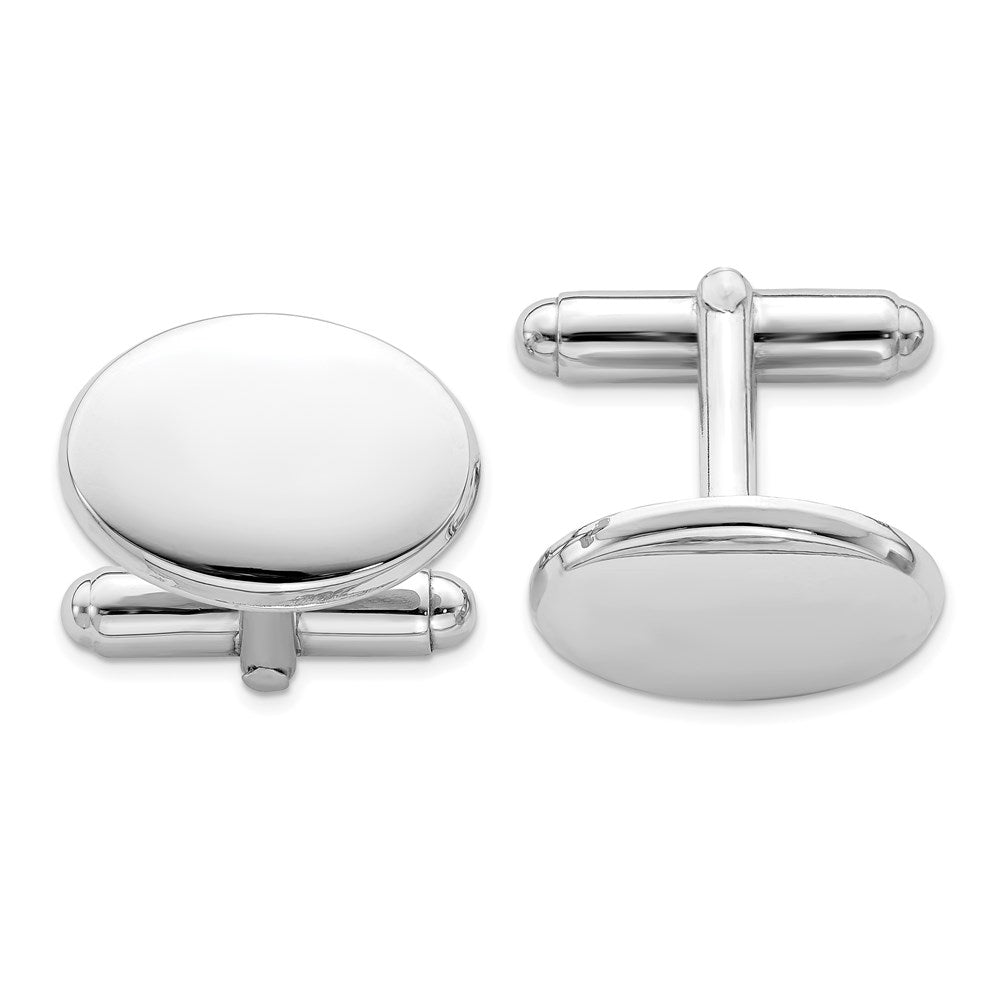 Sterlingsilber Rhodiniert Oval Manschette Knöpfe