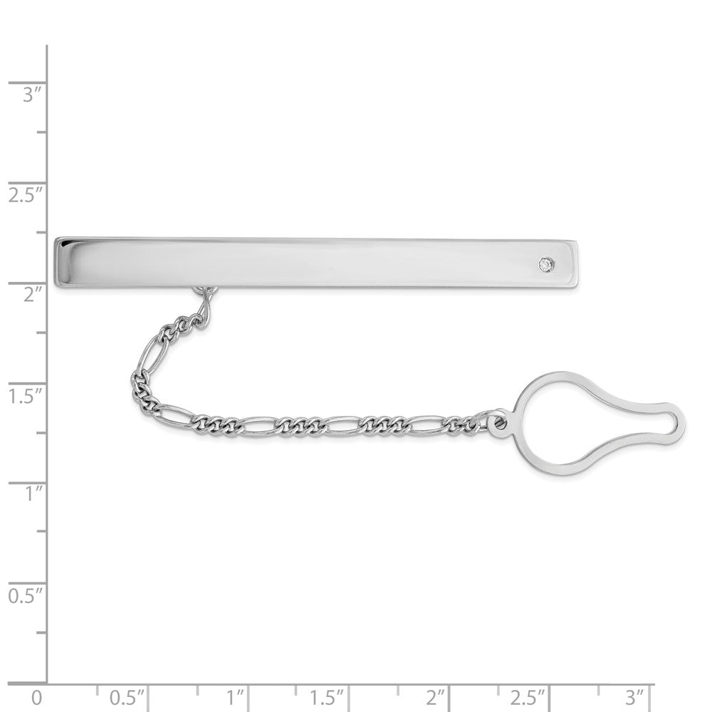 Sterlingsilber Rhodiniert mit Zirkonia Krawatten Klammer