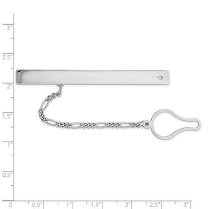 Sterlingsilber Rhodiniert mit Zirkonia Krawatten Klammer