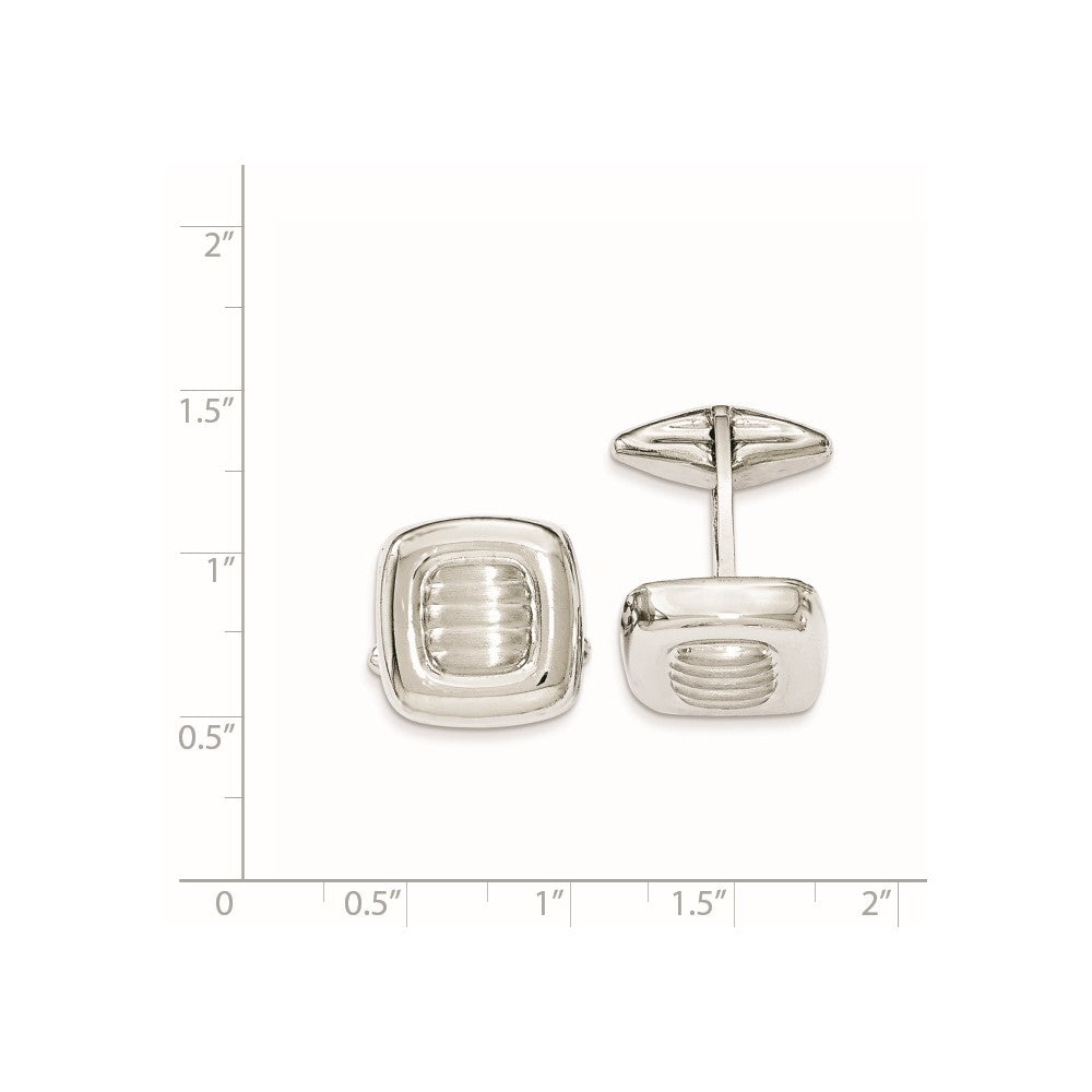 Sterlingsilber Poliert & Satiniert Squares Manschette Glieder