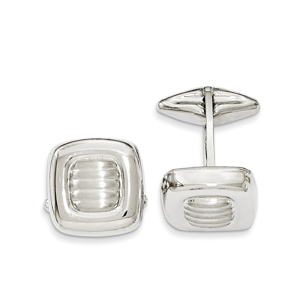 Sterlingsilber Poliert & Satiniert Squares Manschette Glieder