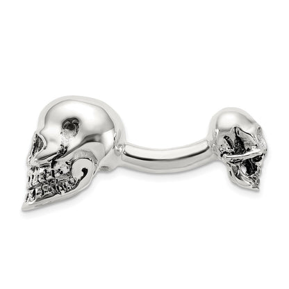 Sterlingsilber Antikisiert Schwarz Ink Texture Beweglich Totenkopf Manschette Knöpfe