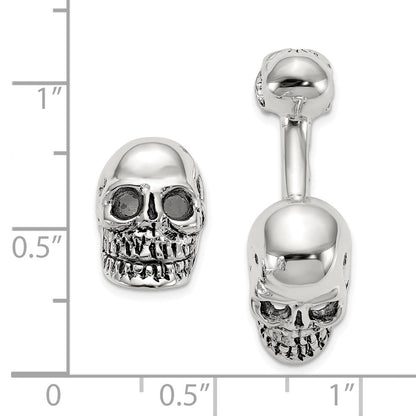 Sterlingsilber Antikisiert Schwarz Ink Texture Beweglich Totenkopf Manschette Knöpfe