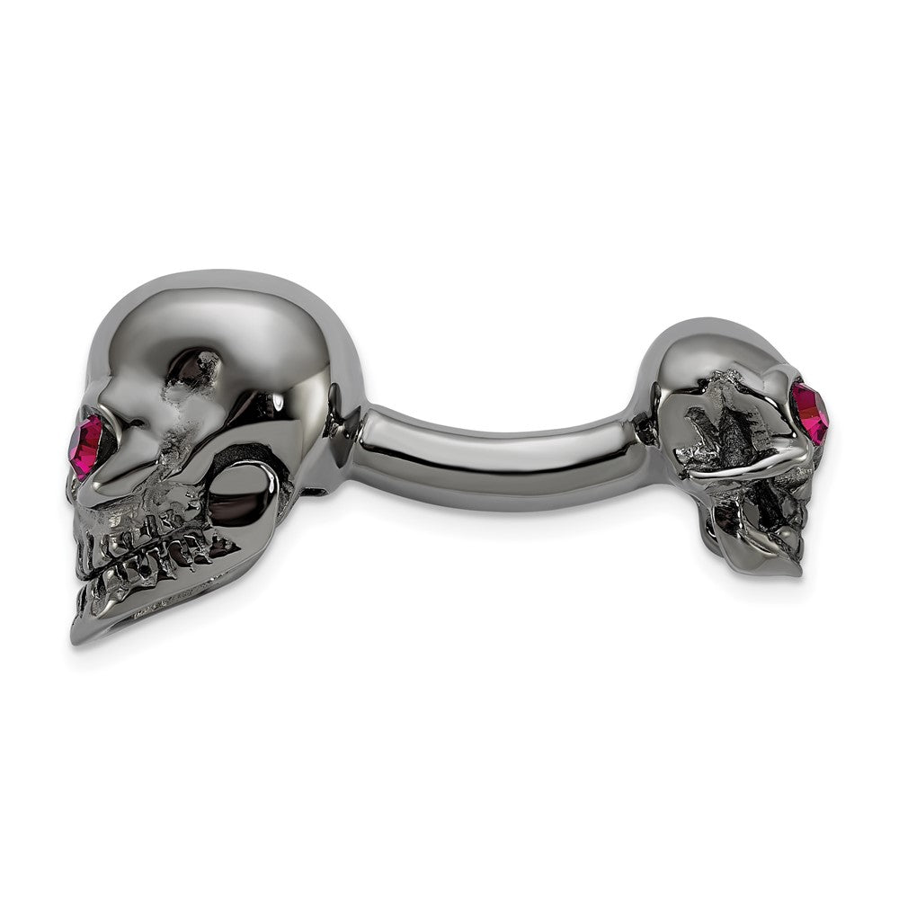 Sterlingsilber Rutheniumbeschichtet Kristall Movable Totenkopf Manschette Glieder
