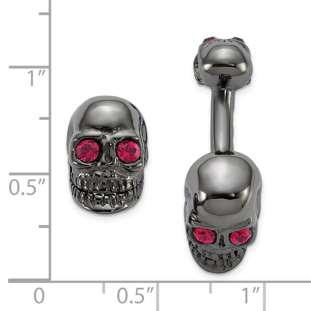 Sterlingsilber Rutheniumbeschichtet Kristall Movable Totenkopf Manschette Glieder