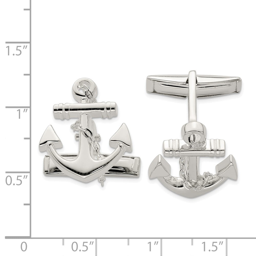 Sterlingsilber Anker mit Hängend Kordel Manschettenknöpfe