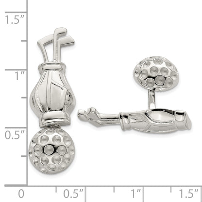 Sterlingsilber Wendbar Golf Clubs &ball Manschettenknöpfe