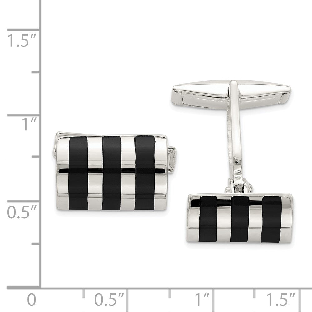 Sterlingsilber Onyx Manschettenknöpfe