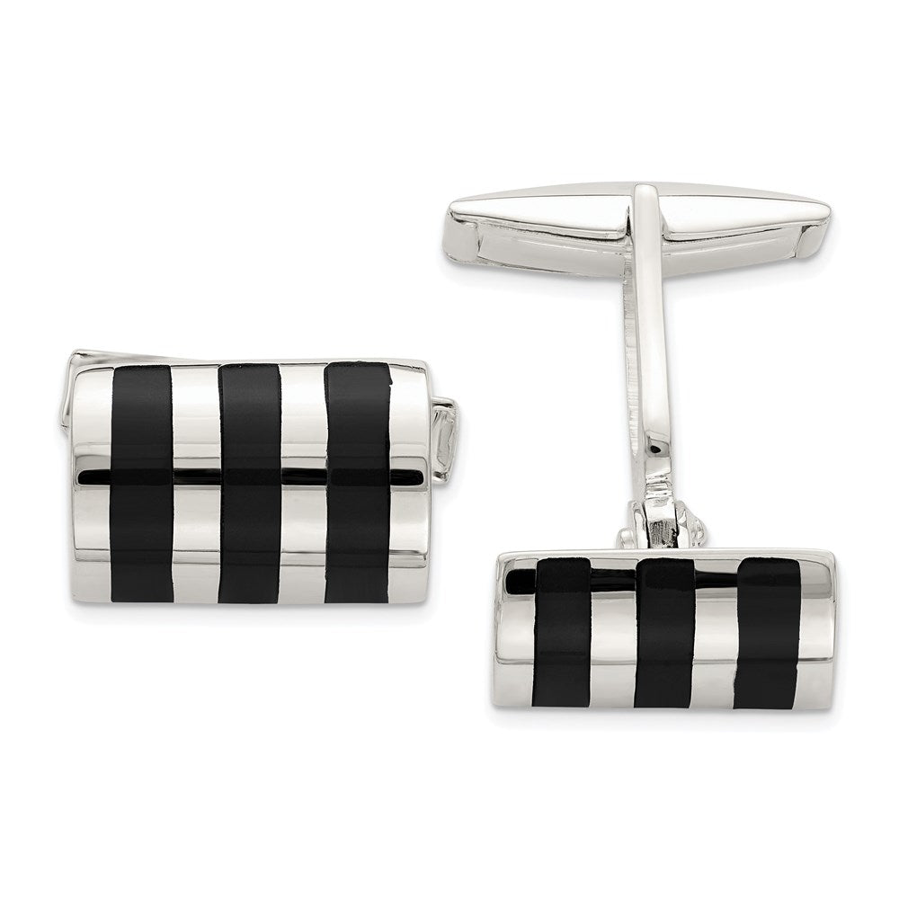 Sterlingsilber Onyx Manschettenknöpfe
