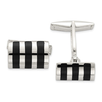 Sterlingsilber Onyx Manschettenknöpfe