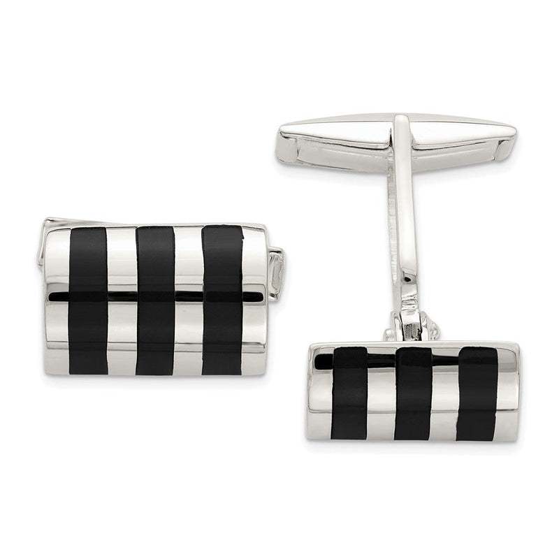 Sterlingsilber Onyx Manschettenknöpfe