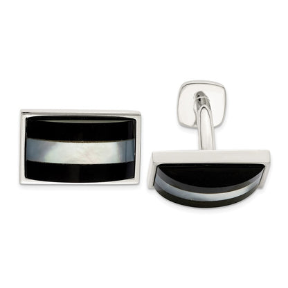 Sterlingsilber Perlmutt & Onyx Manschettenknöpfe