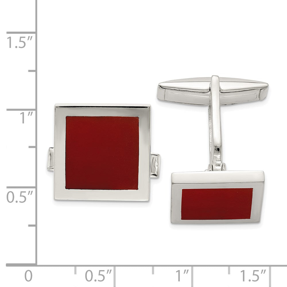 Sterlingsilber Rot Achat Manschette Knöpfe