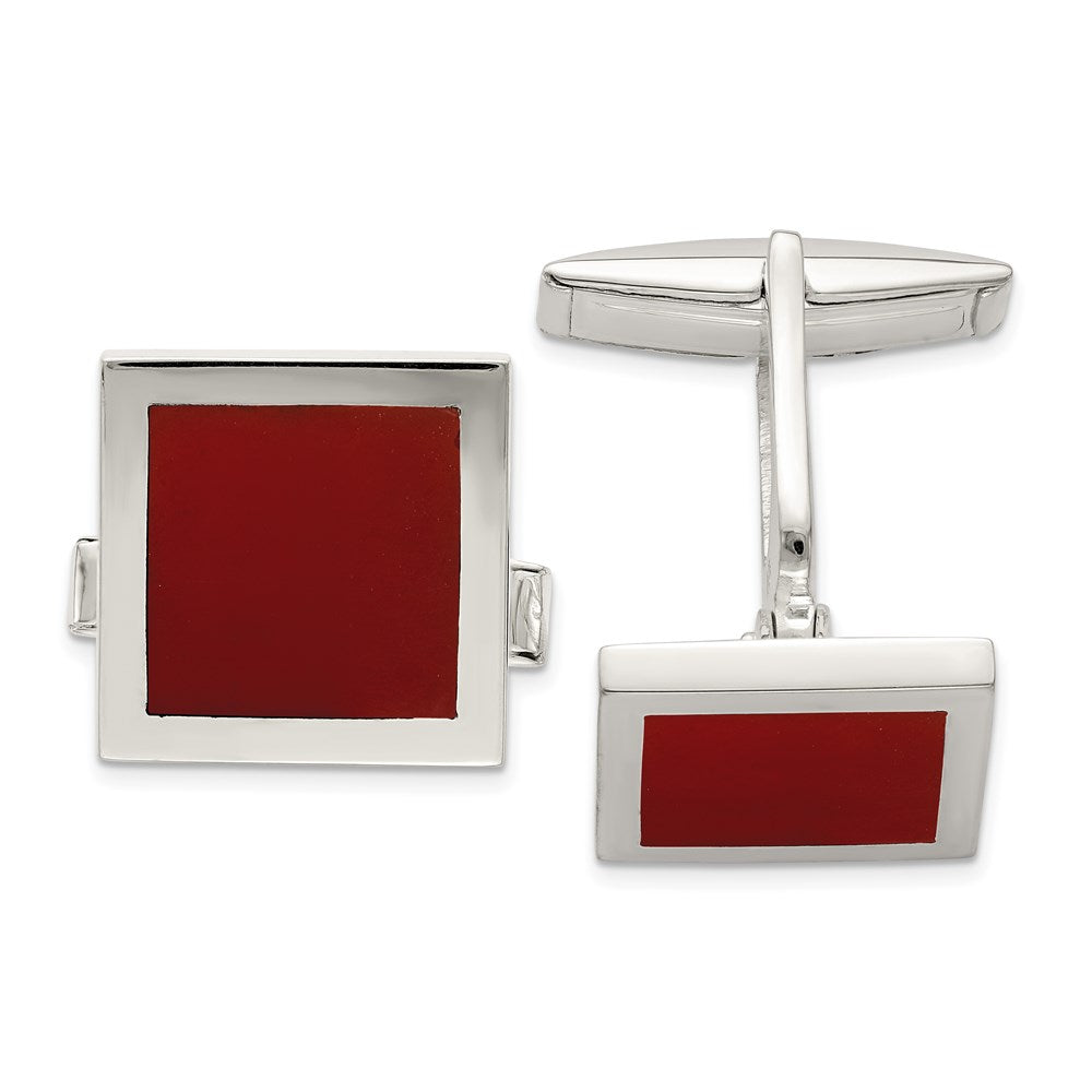 Sterlingsilber Rot Achat Manschette Knöpfe