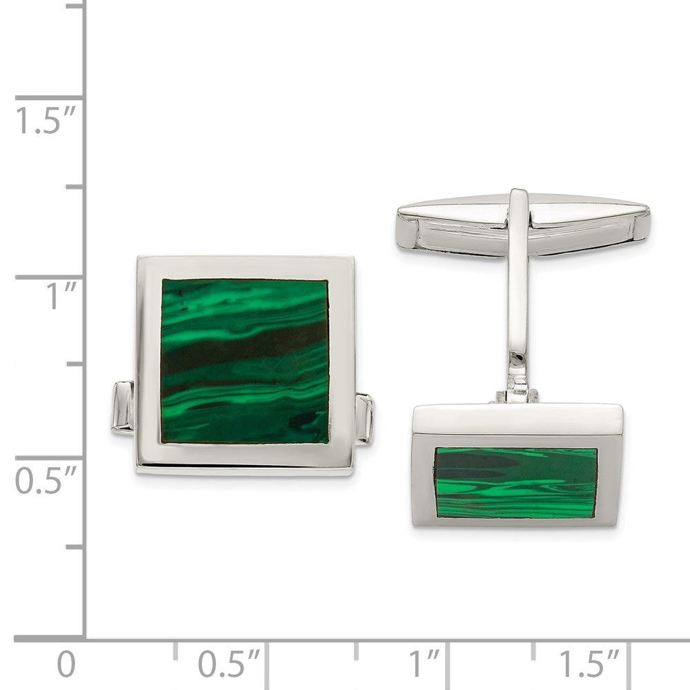 Sterlingsilber Malachite Manschette Knöpfe
