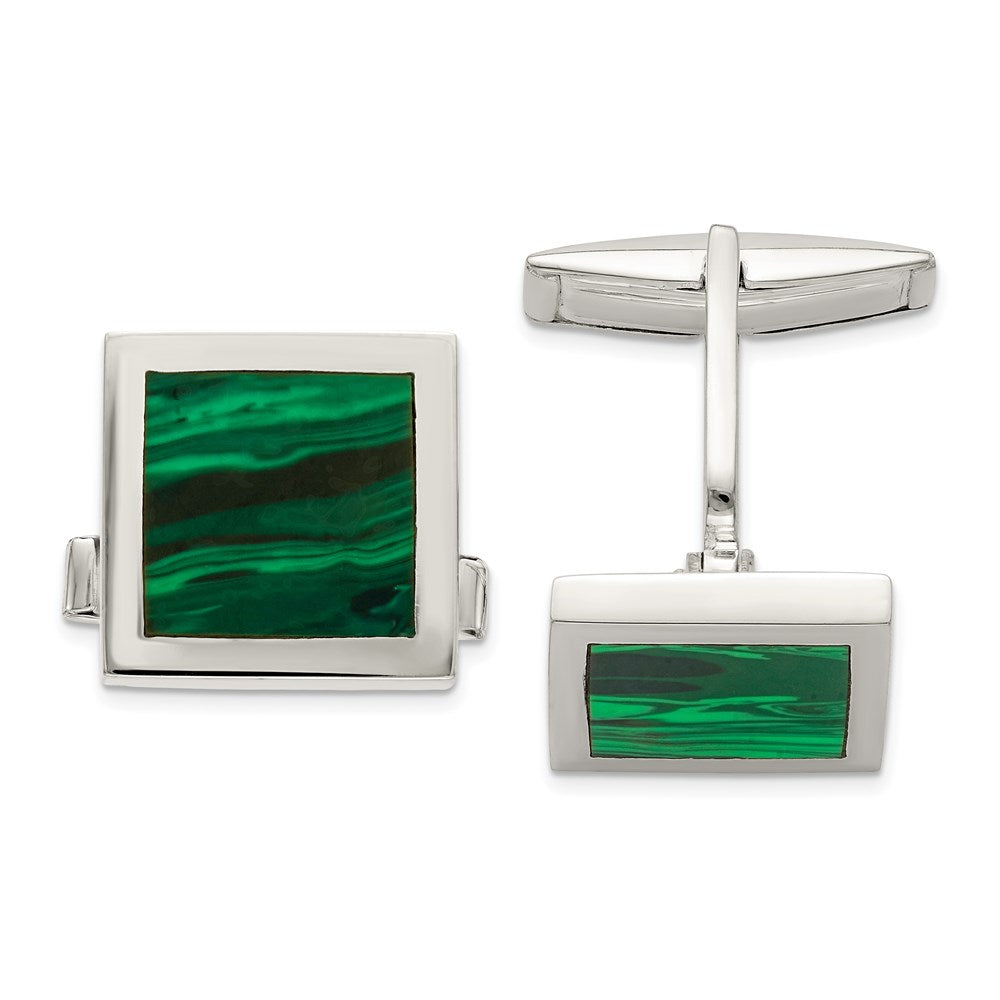Sterlingsilber Malachite Manschette Knöpfe