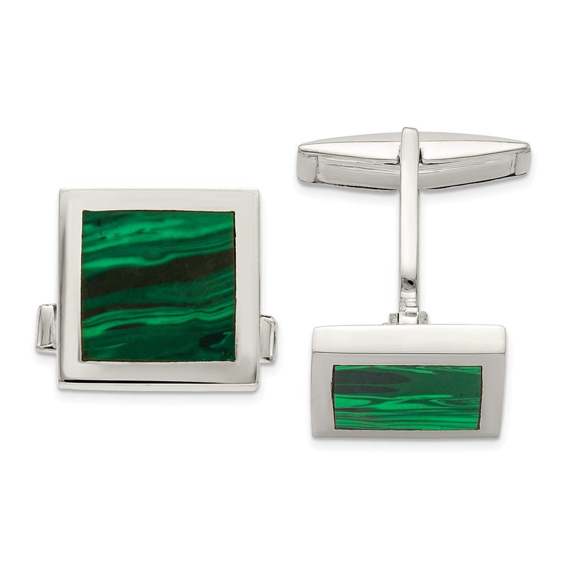 Sterlingsilber Malachite Manschette Knöpfe