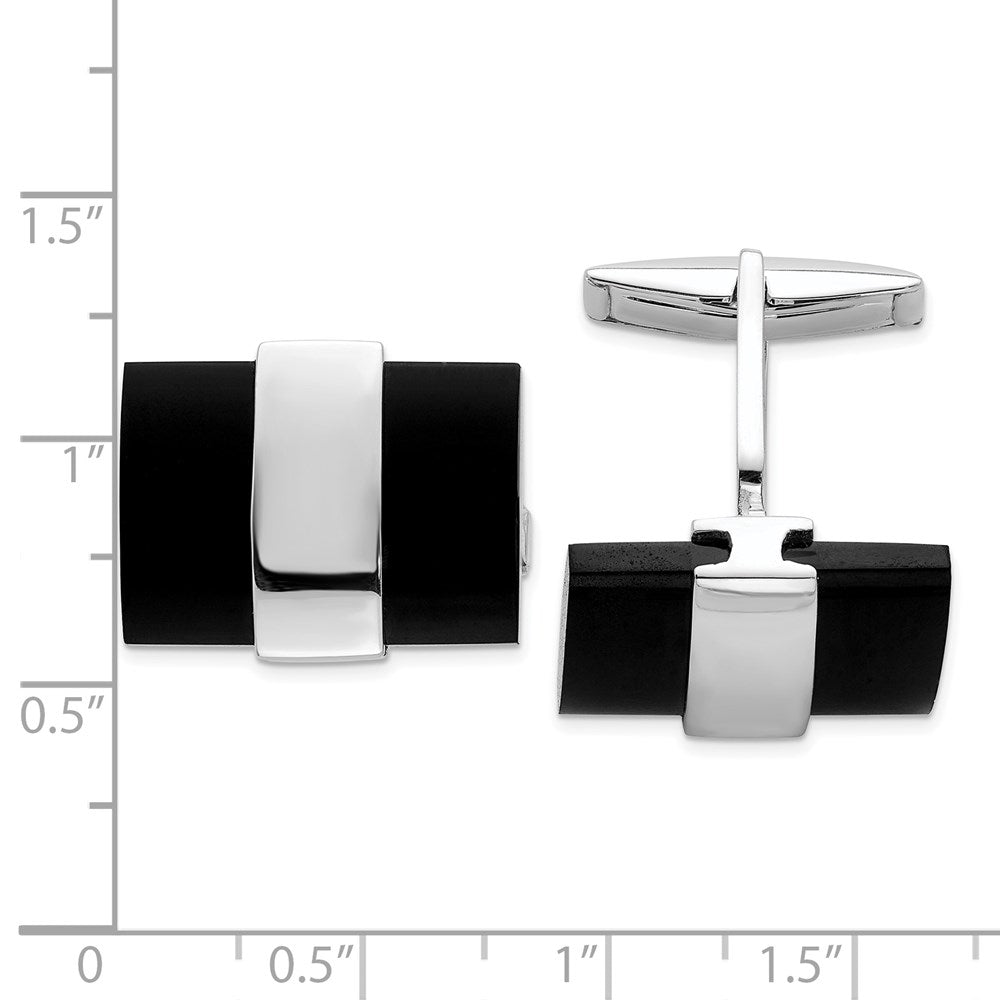 Sterlingsilber Onyx Manschette Knöpfe