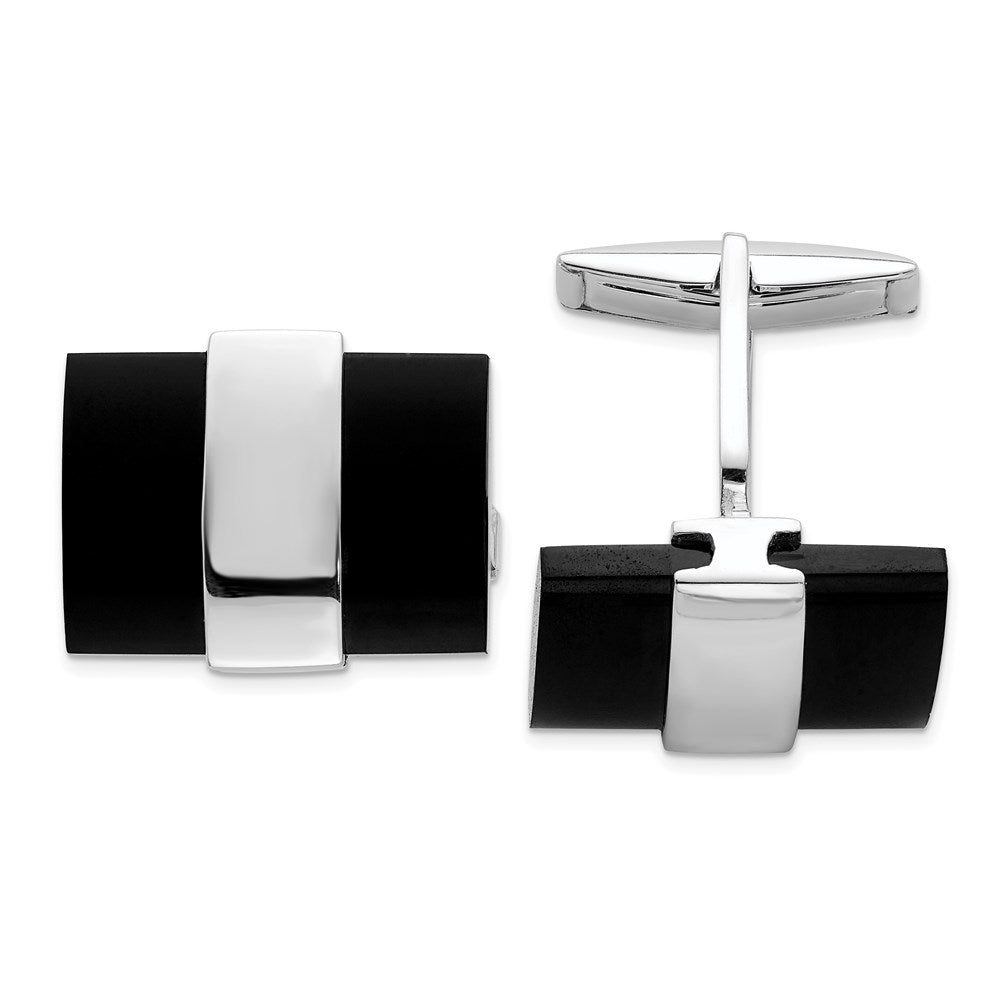 Sterlingsilber Onyx Manschette Knöpfe