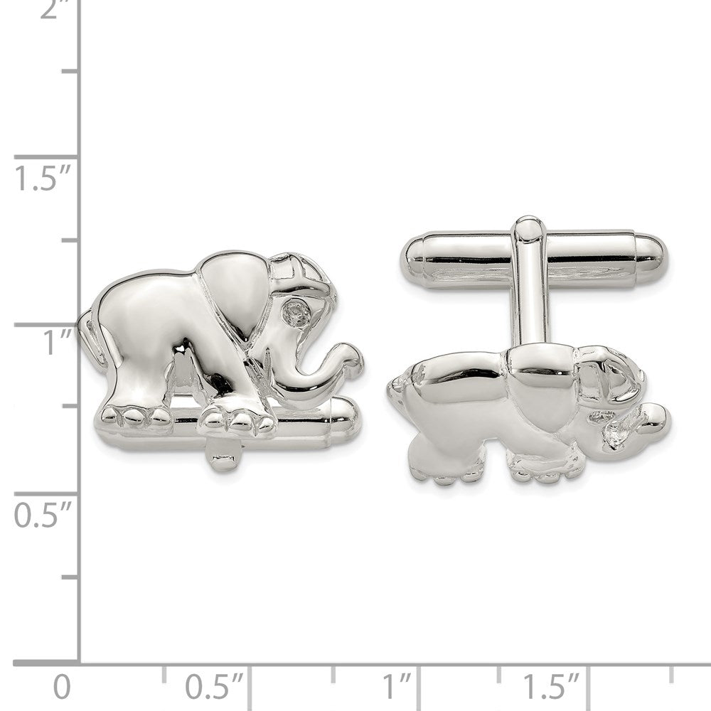 Sterlingsilber Zirkonia Elefant Manschette Knöpfe