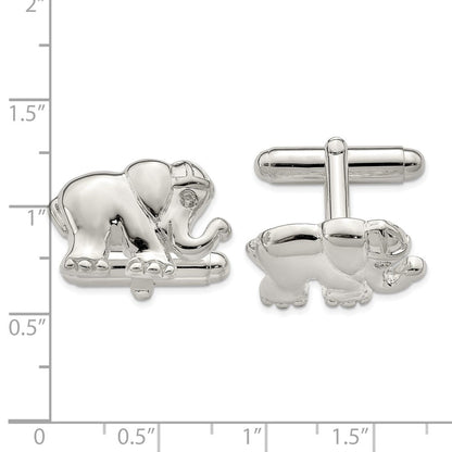 Sterlingsilber Zirkonia Elefant Manschette Knöpfe