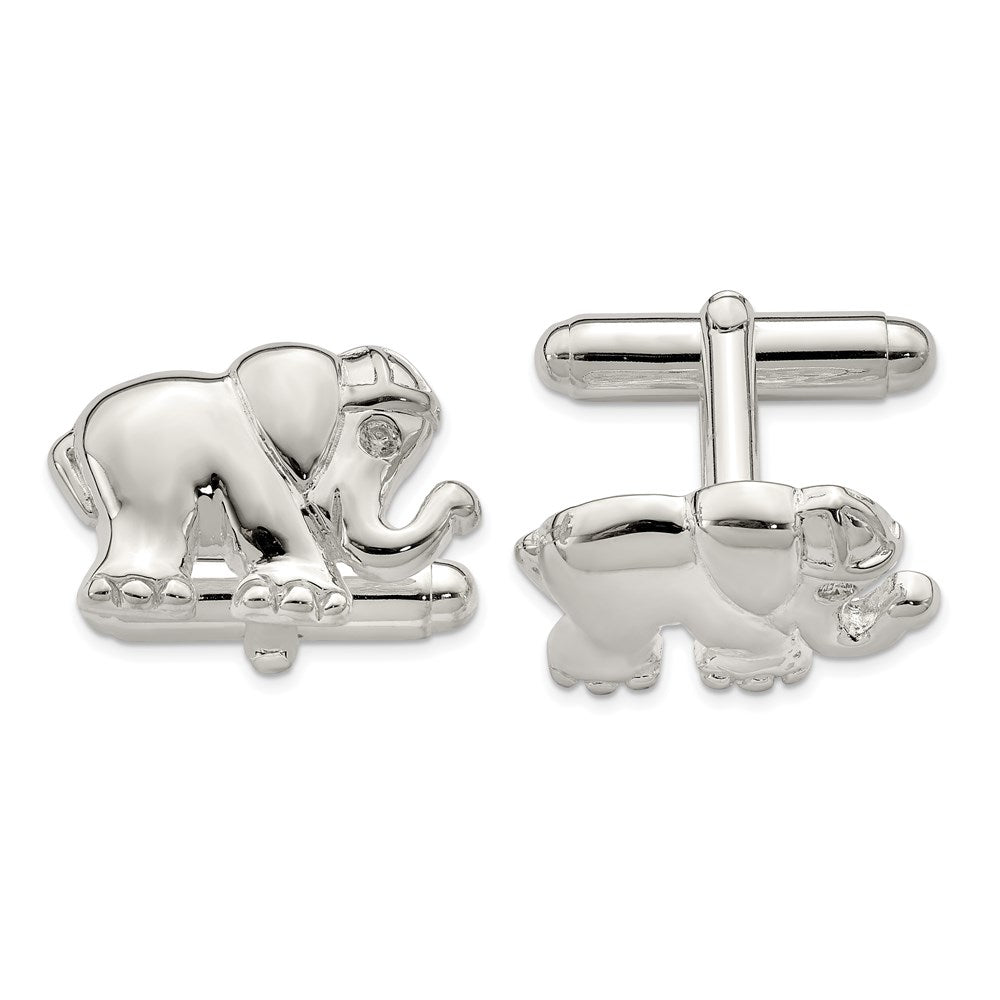 Sterlingsilber Zirkonia Elefant Manschette Knöpfe