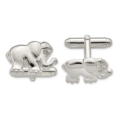 Sterlingsilber Zirkonia Elefant Manschette Knöpfe
