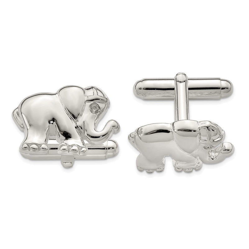 Sterlingsilber Zirkonia Elefant Manschette Knöpfe
