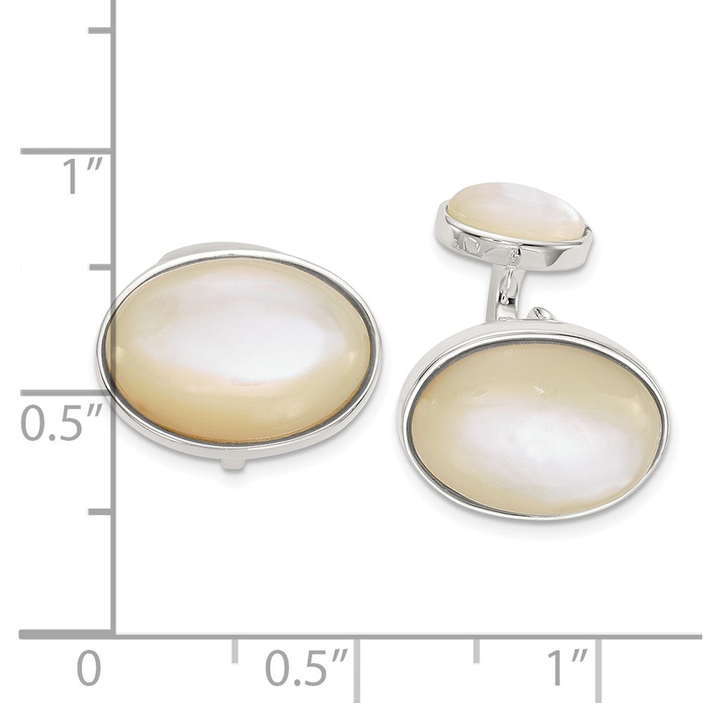 Sterlingsilber Oval Perlmutt Manschette Knöpfe