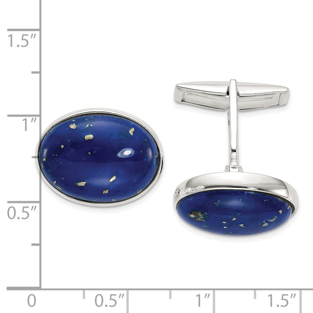 Sterlingsilber Cabochon Lapis Manschette Knöpfe