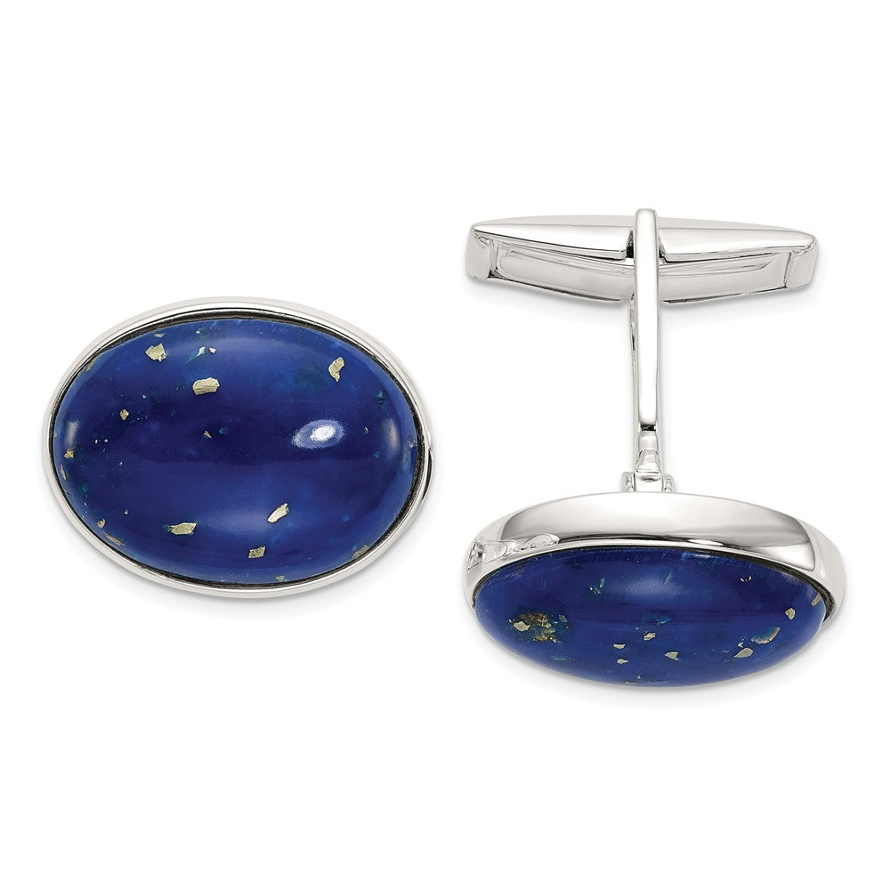 Sterlingsilber Cabochon Lapis Manschette Knöpfe