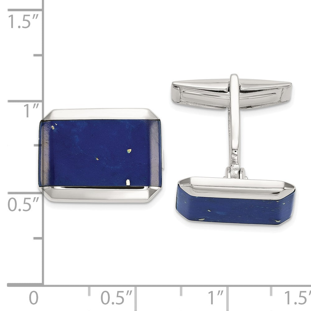 Sterlingsilber Rechteck Lapis Manschette Knöpfe