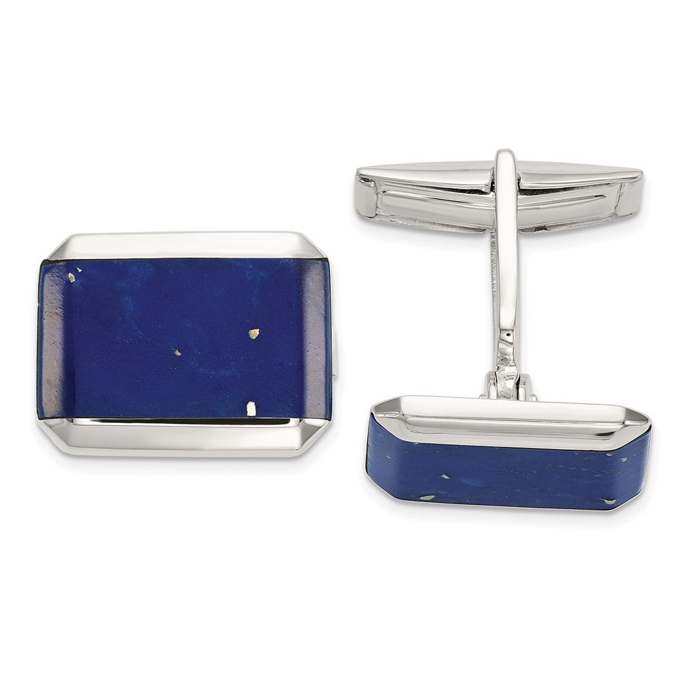 Sterlingsilber Rechteck Lapis Manschette Knöpfe