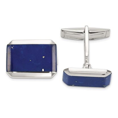 Sterlingsilber Rechteck Lapis Manschette Knöpfe