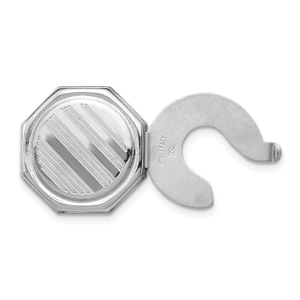 Sterlingsilber Rhodiniert Set/2 Octagon Knopf Covers