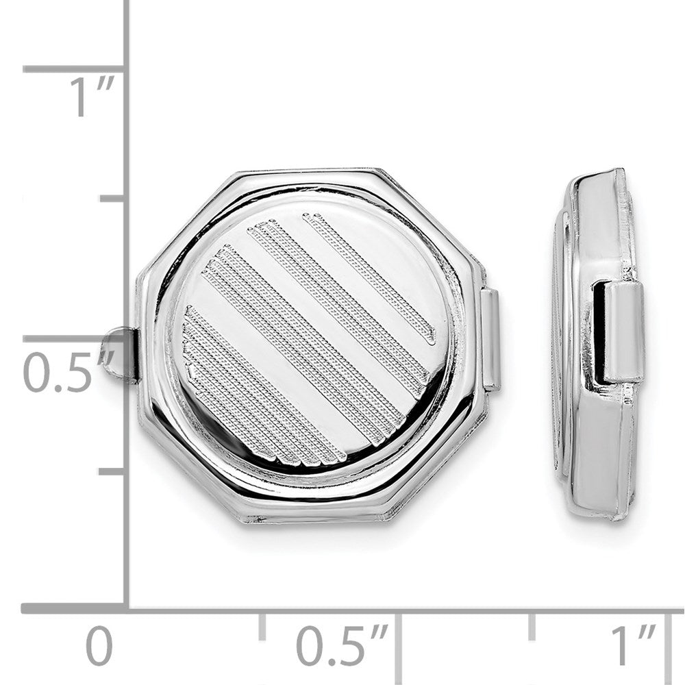 Sterlingsilber Rhodiniert Set/2 Octagon Knopf Covers