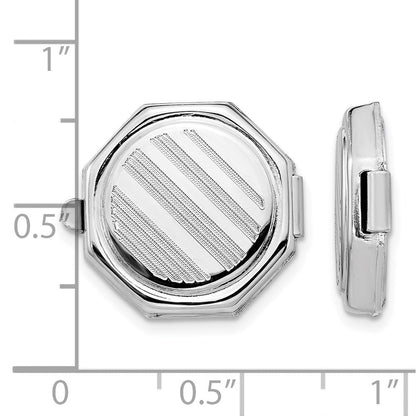 Sterlingsilber Rhodiniert Set/2 Octagon Knopf Covers