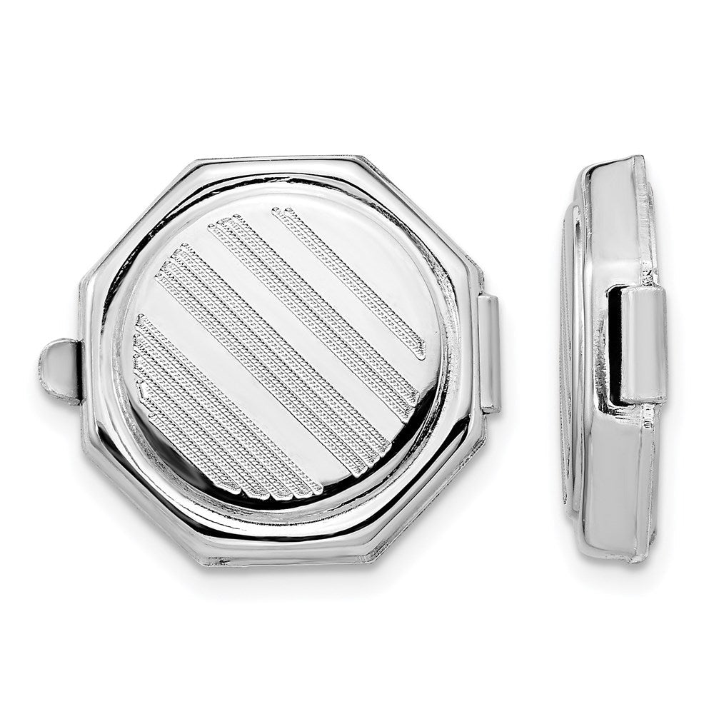 Sterlingsilber Rhodiniert Set/2 Octagon Knopf Covers