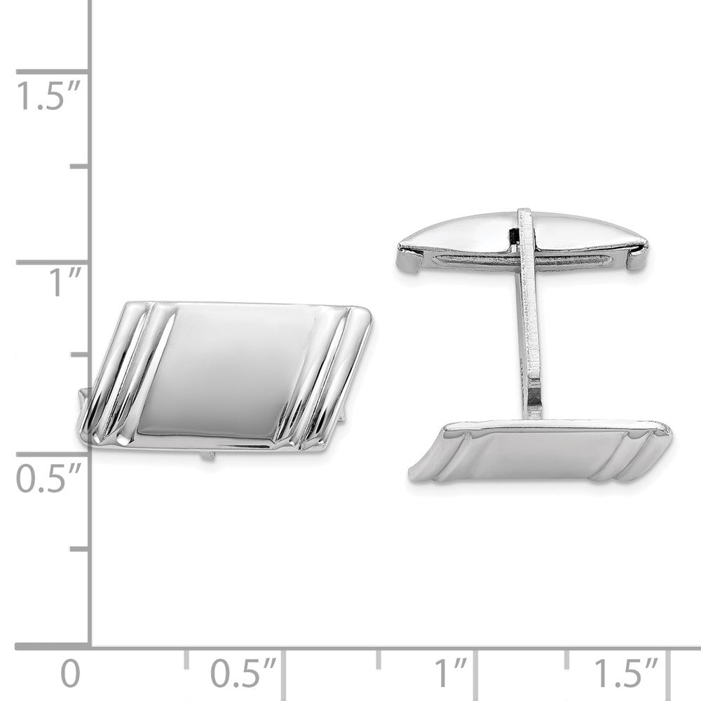 Sterlingsilber Rhodiniert Diagonal Stripes Manschette Knöpfe