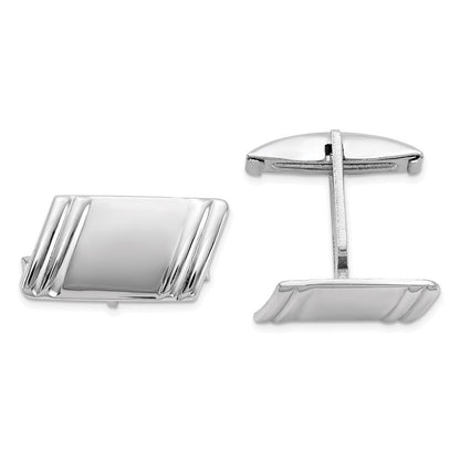 Sterlingsilber Rhodiniert Diagonal Stripes Manschette Knöpfe