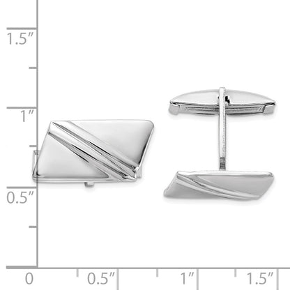 Sterlingsilber Rhodiniert Stripe Design Manschette Knöpfe