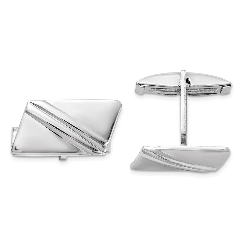 Sterlingsilber Rhodiniert Stripe Design Manschette Knöpfe