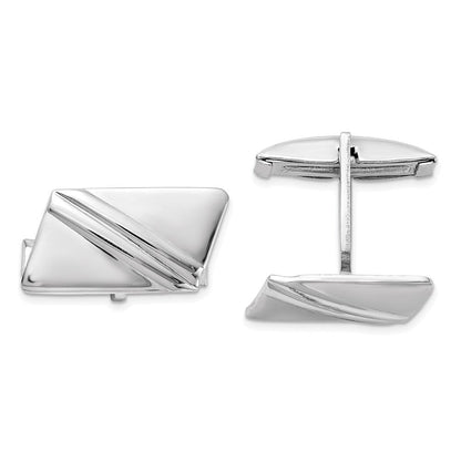 Sterlingsilber Rhodiniert Stripe Design Manschette Knöpfe