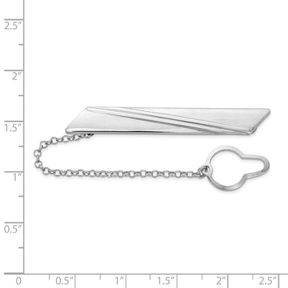 Sterlingsilber Rhodiniert Stripe Design mit Knopf Kette Krawatten Stab