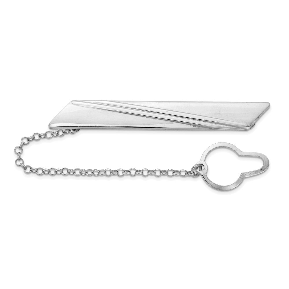 Sterlingsilber Rhodiniert Stripe Design mit Knopf Kette Krawatten Stab