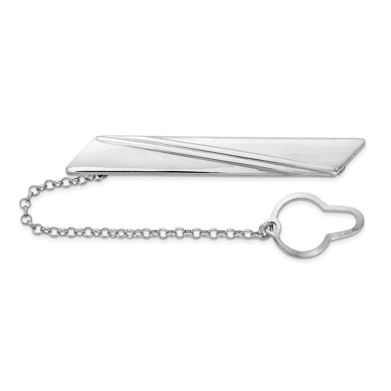 Sterlingsilber Rhodiniert Stripe Design mit Knopf Kette Krawatten Stab